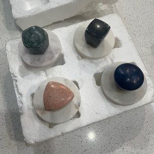 4 Brand New West Elm Marble knobs/hooks